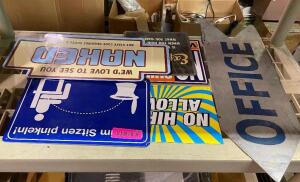 (4) ASSORTED METAL SIGNS AND DECOR