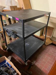 THREE TIER METAL AUDIO VISUAL CART.