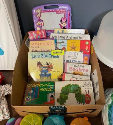 LARGE ASSORTMENT OF KIDS BOOKS AND MISC MATERIALS (SEE ALL PHOTOS)