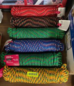 3/8 in. x 100 ft. Assorted Colors Polypropylene Diamond Braid Rope (6 PACK)