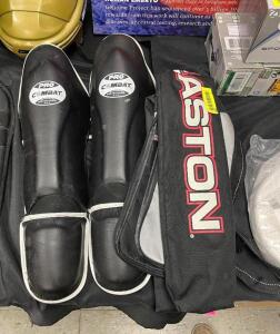 MISC SPORTS GEAR - (HOCKEY STICK TRAVEL BAG / PRO COMBAT CATCHER PADS FOR BASEBALL)