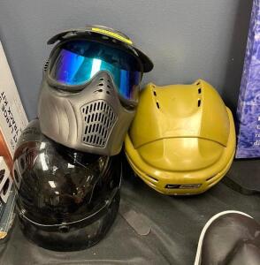 ASSORTED HELMETS AS SHOWN (HOCKEY, PAINTBALL, MOTORCYCLE)