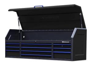 DESCRIPTION: (1) MULTI-OUTLET TOOL BOX BRAND/MODEL: MONTEZUMA/M22010CH INFORMATION: BLACK/10-DRAWERS/LOAD CAPACITY: 150 LBS PER SHELF RETAIL$: 1,534.4