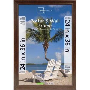 DESCRIPTION: (1) WIDE POSTER & PICTURE FRAME BRAND/MODEL: MAINSTAYS/24X36 INFORMATION: WALNUT FRAME RETAIL$: 24.99 SIZE: 24" X 36" QTY: 1