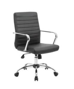 DESCRIPTION: (1) RETRO TASK CHAIR BRAND/MODEL: BOSS/302738 INFORMATION: BLACK/CHROME ARMS RETAIL$: 199.73 SIZE: 39.5"H X 22"D X 26"W QTY: 1