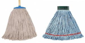 DESCRIPTION: (2) STRING WET MOP HEADS BRAND/MODEL: RUBBERMAID,TOUGH GUY/FGA25206BL00,16W217 INFORMATION: BEIGE & BLUE/TWO-DIFFERENT SIZES RETAIL$: BEI