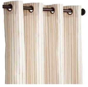 DESCRIPTION: (1) SET OF (2) JUTE STRIPE CURTAINS BRAND/MODEL: PIER1 IMPORTS/2698078 INFORMATION: IVORY/POLYESTER & COTTON RETAIL$: 38.00 PER SET SIZE: