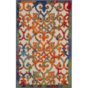 DESCRIPTION: (1) ALOHA FRENCH COUNTRY AREA RUG BRAND/MODEL: NOURISON/32048 INFORMATION: MULTI-COLOR/FLORAL RETAIL$: 89.95 SIZE: 2'8" X 4' QTY: 1