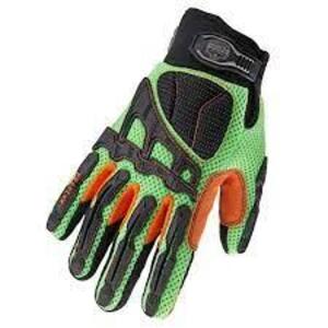 DESCRIPTION: (2) PAIRS OF IMPACT RESISTANT GLOVES BRAND/MODEL: PRO FLEX #924LD INFORMATION: GREEN BLACK AND ORANGE RETAIL$: $17.82 EA SIZE: SIZE SMALL