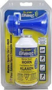 DESCRIPTION: (3) MARINE SIGNAL HORN BRAND/MODEL: MAXPRO SUPER BLAST INFORMATION: BLUE RETAIL$: $13.99 EA SIZE: 3.5 OZ QTY: 3