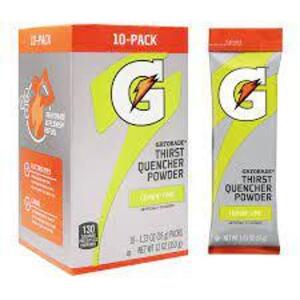 DESCRIPTION: (3) SPORTS DRINK MIX LIQUID CONCENTRATE BRAND/MODEL: GATORADE #2AF76 INFORMATION: LEMON LIME RETAIL$: $17.32 EA SIZE: 1 GAL QTY: 3