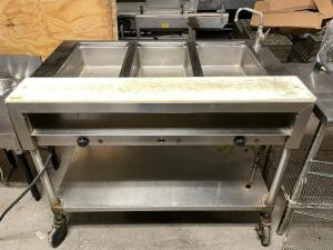 48" THREE WELL ELECTRIC STEAM TABLE W/ CUTTING BOARD FRONT