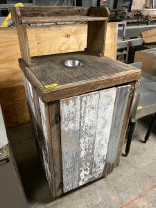 WOOD TRASH CAN ENCLOSURE W/ FADED BOARDS