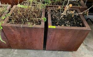 (2) 17" X 17" METAL PLANTERS