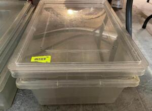 (2) LARGE PLASTIC SALAD CONTAINERS W/ LIDS