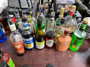 (1) LOT OF OPEN BOTTLES OF ALCOHOL