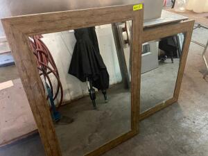 (3) ASSORTED WOOD FRAMED BATHROOM MIRRORS