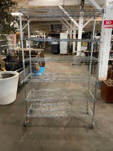 48" X 18" SIX TIER WIRE SHELF ON CASTERS