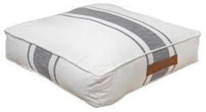 DESCRIPTION: (1) FLOOR PILLOW BRAND/MODEL: BETTER HOMES AND GARDEN INFORMATION: WHITE WITH GREY STRIPE RETAIL$: $39.00 SIZE: 24" QTY: 1