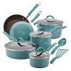 DESCRIPTION: (1) HARD PORCELAIN ENAMEL NONSTICK COOKWARE SET BRAND/MODEL: RACHAEL RAY CUCINA INFORMATION: BLUE RETAIL$: $161.99 EA QTY: 1