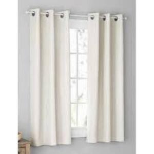 DESCRIPTION: (3) BLACKOUT PANEL CURTAINS BRAND/MODEL: MAINSTAYS INFORMATION: WHITE RETAIL$: $10.00 EA SIZE: 50X84 QTY: 3