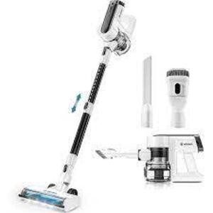 DESCRIPTION: (1) CORDLESS VACUUM CLEANER BRAND/MODEL: MOOSOO INFORMATION: BLACK AND WHITE RETAIL$: $108.98 QTY: 1