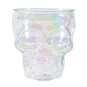 DESCRIPTION: (1) PLASTIC SKULL CANDY DISH INFORMATION: CLEAR RETAIL$: $10.00 QTY: 1