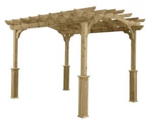 DESCRIPTION: (1) PERGOLA BRAND/MODEL: SUNCAST/0640184 INFORMATION: NATURAL WOOD/READY TO STAIN RETAIL$: 1,739.95 SIZE: 10' X 12' QTY: 1