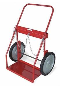 DESCRIPTION: (1) WELDING CYLINDER HAND TRUCK BRAND/MODEL: DAYTON/5Z082 INFORMATION: LOAD CAPACITY: 500 LBS/RED RETAIL$: 204.86 SIZE: 43-1/2" X 32-1/2"