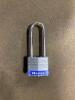 DESCRIPTION: (6) LOCKOUT PADLOCK BRAND/MODEL: MASTER LOCK/1UPLJ INFORMATION: LAMINATED/SILVER & BLUE/HARDENED STEEL RETAIL$: 18.82 EACH SIZE: 9/32"SHA - 3