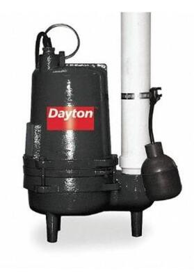 DESCRIPTION: (1) SEWAGE EJECTOR PUMP BRAND/MODEL: DAYTON/3BB88 INFORMATION: TETHER FLOAT/CAST-IRON/1-PHASE RETAIL$: 560.90 SIZE: 10-3/4"BODY DIA X 15-