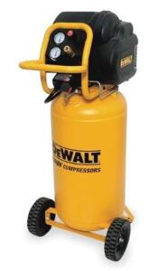 DESCRIPTION: (1) WORKSHOP COMPRESSOR BRAND/MODEL: DEWALT/D55168 INFORMATION: YELLOW/MAX PSI: 225/5 CFM RETAIL$: 524.29 SIZE: 24-1/2"L X 44-3/4"H X 22"