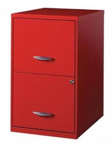 DESCRIPTION: (1) FILE CABINET BRAND/MODEL: SPACE SOLUTION/22180 INFORMATION: RED/2-DRAWER RETAIL$: 95.75 SIZE: 14-1/4"W X 24-1/2"H X 18"D QTY: 1