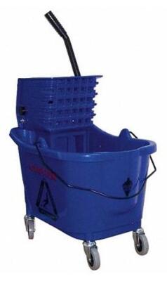 DESCRIPTION: (1) PLASTIC MOP BUCKET BRAND/MODEL: TOUGH GUY/5CJH6 INFORMATION: WRINGER/BLUE/CAPACITY: 12 TO 32 OZ. RETAIL$: 101.61 SIZE: 34-3/4"H X 24-