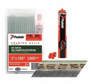 DESCRIPTION: (1) PACKS OF (1000) FUEL CELL FRAMING NAILS BRAND/MODEL: PASLODE/650535 INFORMATION: NAIL COMBO PACK/LOW CARBON STEEL RETAIL$: 54.40 PER