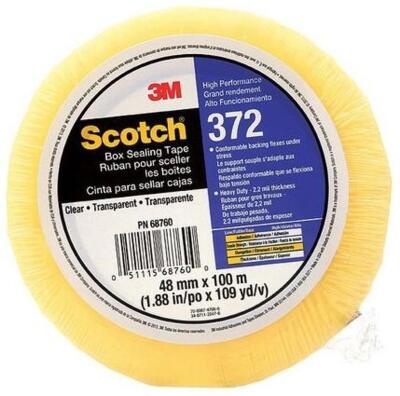 DESCRIPTION: (1) PACK OF (24) BOX SEALING TAPE BRAND/MODEL: 3M SCOTCH/372 INFORMATION: TRANSPARENT/TENSILE STRENGTH: 26 LB-IN RETAIL$: 521.28 PER PK O