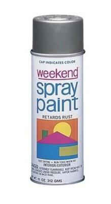 DESCRIPTION: (6) FAST SPRAY PAINT BRAND/MODEL: WEEKEND/K348 INFORMATION: MACHINE GRAY/ACRYLIC ENAMEL SIZE: 11 OZ. QTY: 6