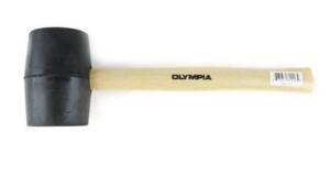 DESCRIPTION: (2) RUBBER MALLET BRAND/MODEL: OLYMPIA/61-116 INFORMATION: WOOD HANDLE/BLACK HEAD SIZE: 4"HEAD DIA X 14-1/2"L X 4"HEAD WIDTH QTY: 2