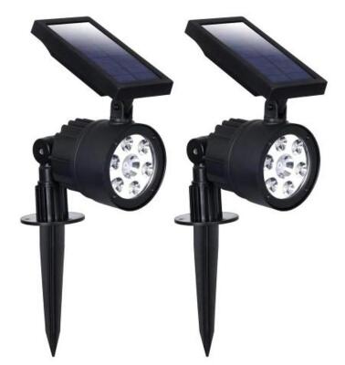 DESCRIPTION: (1) PACK OF (2) SOLAR LED SPOTLIGHT BRAND/MODEL: WESTINGHOUSE/129DJ0406-08 INFORMATION: BLACK/3.7 VOLT/200 LUMEN RETAIL$: 34.51 PER PK OF