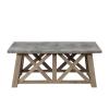 DESCRIPTION: (1) MODERN FARMHOUSE COFFEE TABLE BRAND/MODEL: BETTER HOME & GARDENS/BH17-084-099-99 INFORMATION: RUSTIC GRAY/GRANARY RETAIL$: 99.00 SIZE