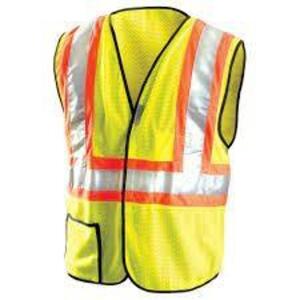 DESCRIPTION: (10) TWO TONE MESH SAFETY VEST BRAND/MODEL: OCCUNOMIX #LUX-SSCOOL2 INFORMATION: GREEN RETAIL$: $20.00 EA SIZE: LARGE QTY: 10