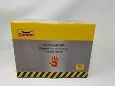 DESCRIPTION: (1) BOX OF (500) PAIRS OF HAND WARMERS BRAND/MODEL: CONDOR #32HD77 RETAIL$: $200.00 QTY: 1