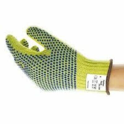 DESCRIPTION: (1) BOX OF APPROX (20) SETS OF (12) CUT RESISTANT GLOVES BRAND/MODEL: ANSELL INFORMATION: YELLOW RETAIL$: $20.00 A PACK OF 12 SIZE: ONE S