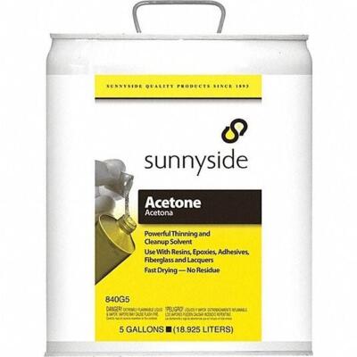 DESCRIPTION: (1) ACETONE SOLVENT BRAND/MODEL: SUNNYSIDE #487F09 RETAIL$: $179.02 SIZE: 5 GALLON QTY: 1