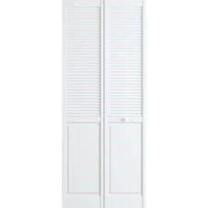 30 IN. X 80 IN. LOUVER/PANEL PINE WHITE INTERIOR CLOSET BI-FOLD DOOR