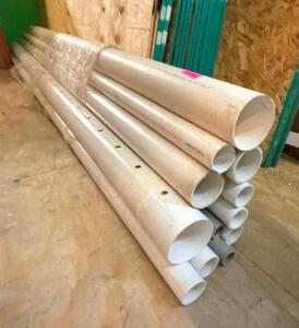 ASSORTED 10FT PVC PIPES AS SHOWN (VARIOUS SIZES