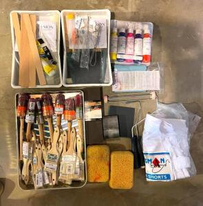 ASSORTED PAINTING SUPPLIES AS SHOWN