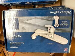 (3) BRIGHT CHROME KITCHEN FAUCETS