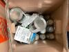 BOX OF ASSORTED SMALLER CANS OF PAINT, STAIN, AND PRIMER. - 2