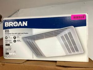 BROAN 655 VENTILATION FAN W/ LIGHT